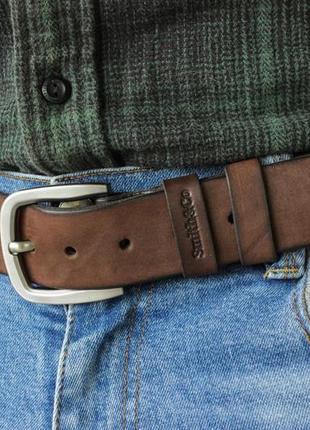 Кожаный ремень. мужской кожаный ремень, джинсовый, natural.бесплатная гравировка в подарок.5 фото