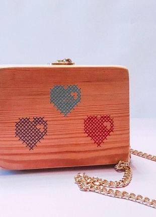 Деревянная сумка "сердце"1 фото