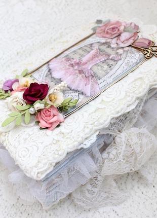 Шебби шик блокнот , женский блокнот ручной работы , джанк журнал