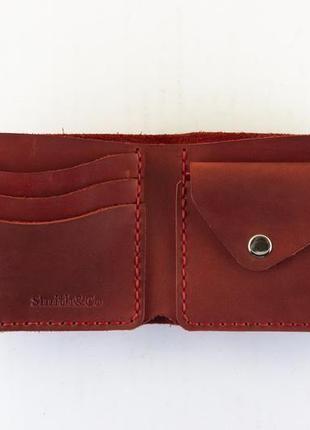 Червоний шкіряний гаманець з монетницьою. гаманець шкіряний з гравіюванням. гаманець монетниця.2 фото