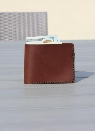 Кожаный кошелек с монетницей двойного сложения.кошелек бифолд.3 фото