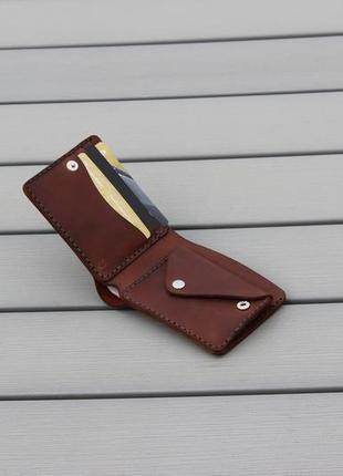 Кожаный кошелек с монетницей двойного сложения.кошелек бифолд.1 фото