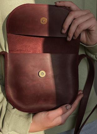 Шкіряна жіноча сумочка "мацьонька", женская сумочка через плечо5 фото