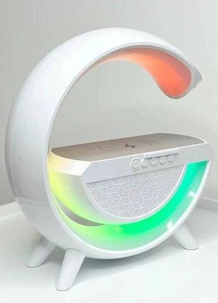 Нічник акумуляторний rgb з бездротовою зарядкою та bluetooth колонкою bt-23017 фото