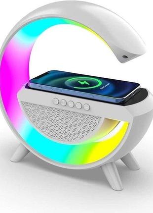 Нічник акумуляторний rgb з бездротовою зарядкою та bluetooth колонкою bt-23016 фото