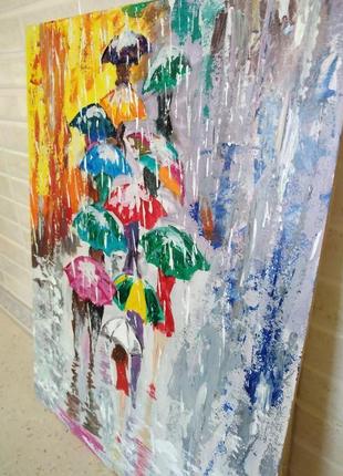 Картина дождь зонтики