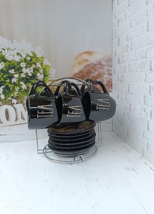 Сервіз чайний "кав'ярня",чашки об'ємом 230 мл на стійці