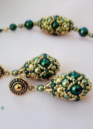 Розкішні сережки з перлами сваровскі