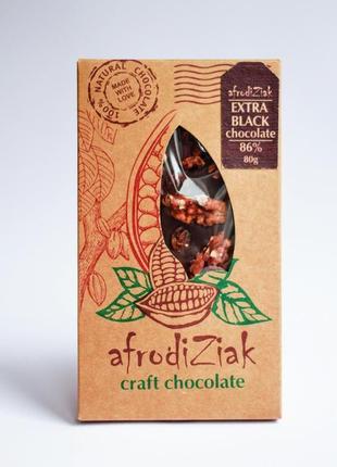 Екстра чорний натуральний шоколад 85%  afrodiziak волоський горіх  / родзинки1 фото