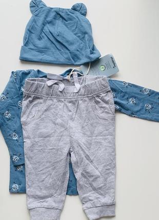 Набор для мальчика 3 в 1: реглан, штаны и шапочка2 фото