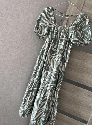 Шикарна сукня міді в принт 🌿6 фото