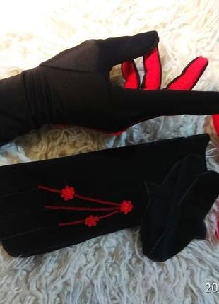 Перчатки  черные.перчатки красные3 фото