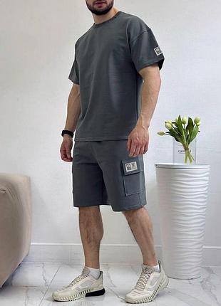 Чоловічий літній костюм lx2024 темно-сірий m