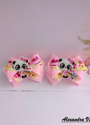 Розовые бантики с пандами2 фото