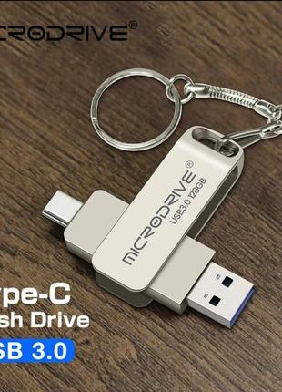 Флешка на 256 gb usb 3.0 и type-c на два разъема металлическая3 фото