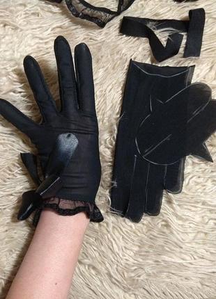 Короткие черные перчатки1 фото