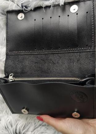 Кожаный кошелек черного цвета2 фото