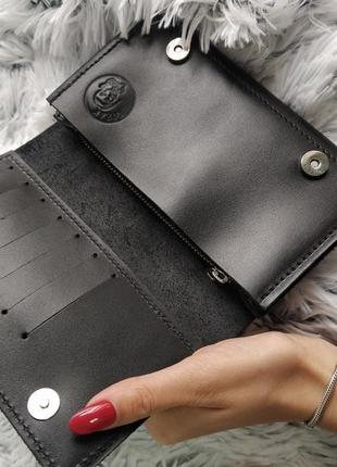 Шкіряний гаманець чорного кольору3 фото