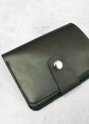 Черный кожаный кошелек - тревел-кейс - кожаное портмоне с отделом на паспорт2 фото