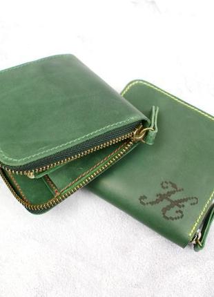 Кошелек на молнии женский маленький кошелек - зеленый кошелек на застежке3 фото
