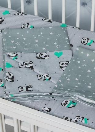 Сменное постельное белье в кроватку младенца панды1 фото