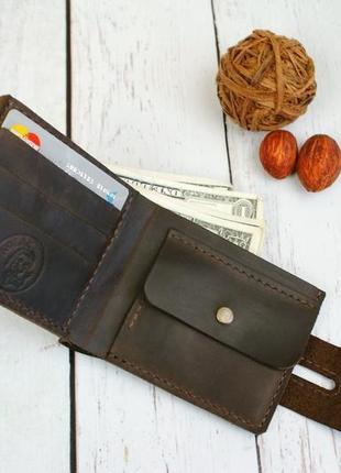 Кожаный кошелек коричневого цвета с гравировкой - кошелек с собственным гравировкой, инициалы2 фото