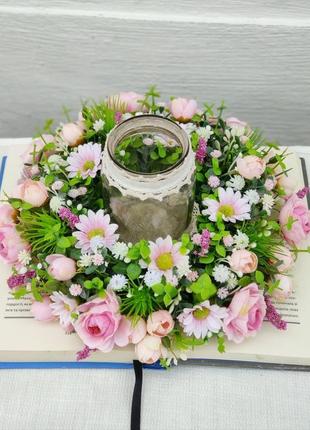 Весняний декор, великодній декор, квіткові декорації , підсвічник з квітами, весняний декор столу7 фото