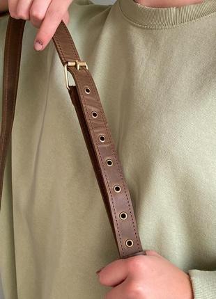 Женская круглая кожаная сумка -  сумка через плечо4 фото