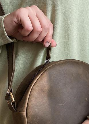 Жіноча шкіряна сумочка через плече (хакі)4 фото