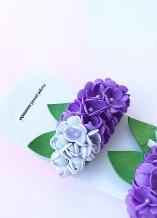 Бузок шпильки для волосся (бузок), квітка на шпильці, фіолетові весняні квіти банти1 фото