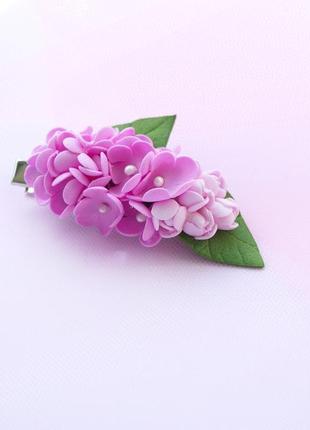 Сирень заколки для волос (бузок), розовый цветок на заколке, весенние, розовые бантики2 фото
