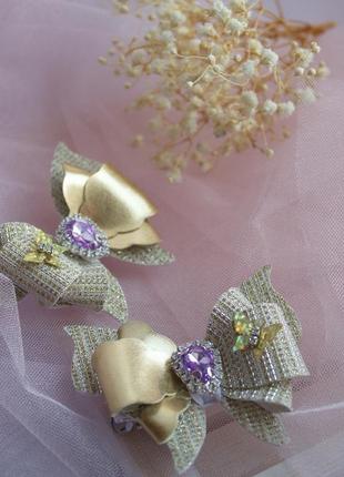 Шпилька метелик золота, заколочка красива, прикраса на весілля4 фото