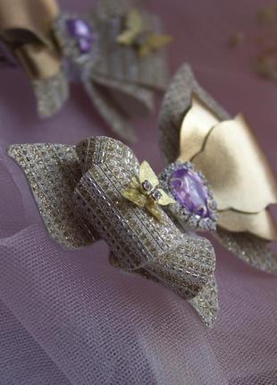 Шпилька метелик золота, заколочка красива, прикраса на весілля3 фото