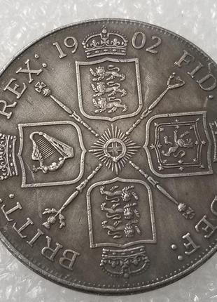 Сувенир монета великобритании 1 крона 1902. король эдуард vii / гербы2 фото