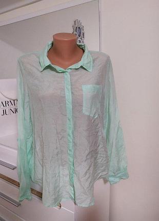 Еllen amber р. l -xl 48 -50 шовкова базова сорочка блуза блузка шовк бавовна бірюзовий