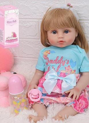 Детская реалистичная кукла пупс реборн, резиновые конечности, 47см, силиконовая кукла reborn с волосами1 фото