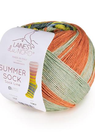 Хлопковая носочноя пряжа laines du nord summer sock, 1073 фото