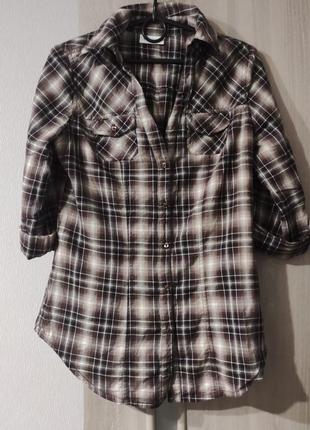 Рубашка женская в клетку 42-44