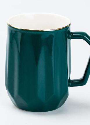 Керамическая чашка для чая и кофе fine ceramics 400 мл, зеленая