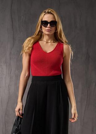 Топ жіночий літній базовий з в'язаного трикотажу - кораловий колір. модель 2743