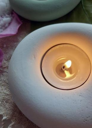 Свічник під чайну свічку stone спа вдома. підсвічник кам'янець для маленької свічі3 фото