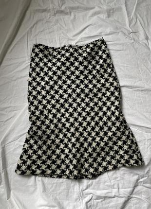 Юбка юбка твидовая черно-белая рыбка