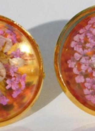 Серьги ce038 ручная работа. натуральные цветы.