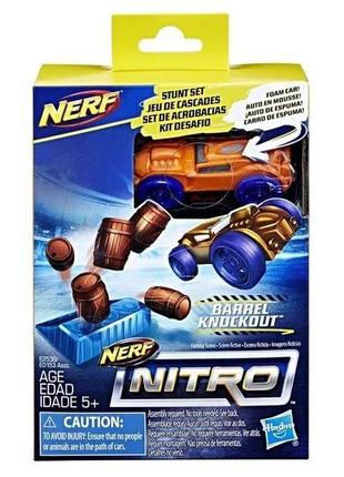 Дитячий ігровий набір hasbro nerf nitro zapblast перешкода і коричнева машинка (e2538)