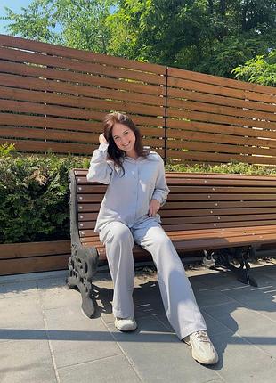 Підлітковий літній костюм для дівчат у сірому кольорі 158