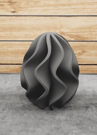 Яйцо писанка волна. сувенир к пасхе, малое, темно серое