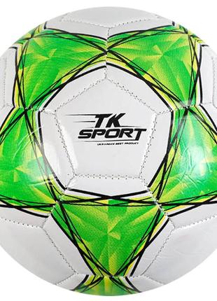 Мяч футбольный зеленый tk sport вес 300-310 грамм резиновый баллон материал pvc размер №5 (c 62388)1 фото