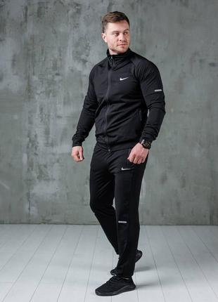 В спортзал ! мужской легкий спортивный костюм для тренировок в стиле nike дайвинг черный весна-лето ( s-xxl )4 фото