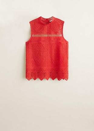Мереживна блузка, топ від mango р. s. в 2 кольорах