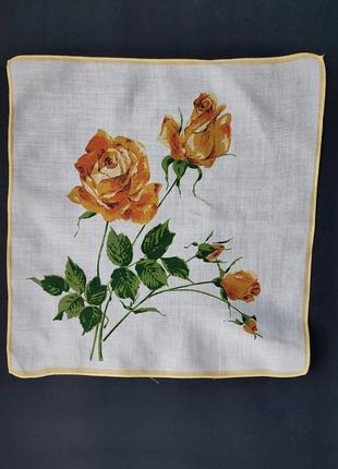 Винтажный батистовый носовой платок с розой.2 фото